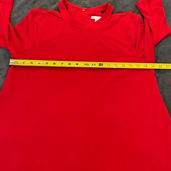 C Est. 1946 red flowy cold shoulder dress woman’s size Large - Picture 8 of 11